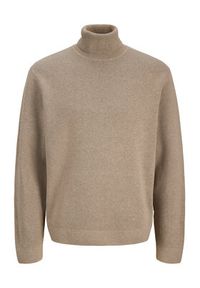 Jack & Jones Golf Milano 12285093 Beżowy Relaxed Fit. Typ kołnierza: golf. Kolor: beżowy. Materiał: bawełna #7