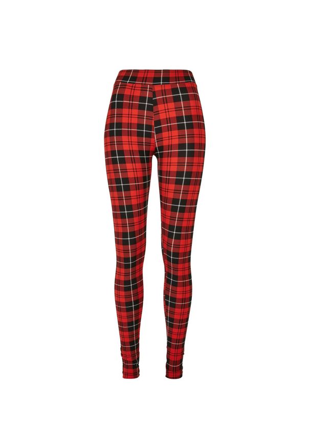 Urban Classics - Damskie Legginsy W Delikatną Kratkę. Kolor: czerwony. Wzór: kratka. Sport: turystyka piesza