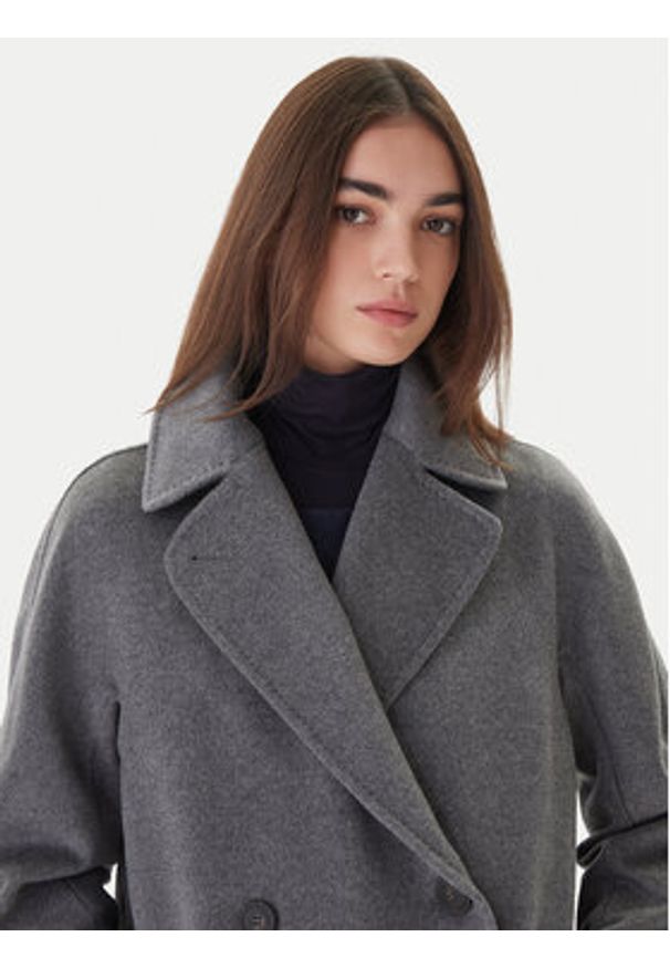 Weekend Max Mara Płaszcz wełniany Resina 2525016102 Szary Regular Fit. Kolor: szary. Materiał: wełna