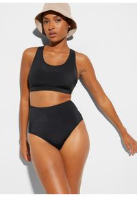 bonprix - Figi bikini High Waist, z regulacją w pasie. Stan: podwyższony. Kolor: czarny. Materiał: poliamid