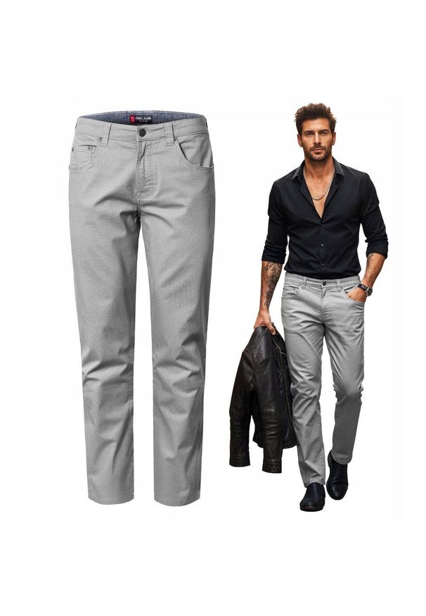 Lekkie, Bawełniane Spodnie - Wiosna, Lato - Pako Jeans - Szare. Kolor: szary. Materiał: bawełna, elastan. Sezon: lato, wiosna