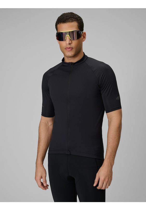 4f - 4F Koszulka kolarska męska - czarna XXL. Kolor: czarny. Materiał: włókno, skóra, materiał. Długość rękawa: raglanowy rękaw. Długość: długie. Sport: kolarstwo
