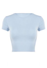 Born2be - Niebieski T-shirt Irousa. Kolor: niebieski. Materiał: materiał, bawełna. Długość rękawa: krótki rękaw. Długość: krótkie. Wzór: gładki #4