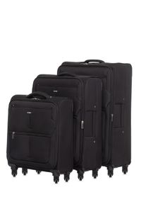 Ochnik - Komplet walizek na kółkach 19''/24''/28''. Kolor: czarny. Materiał: nylon, materiał