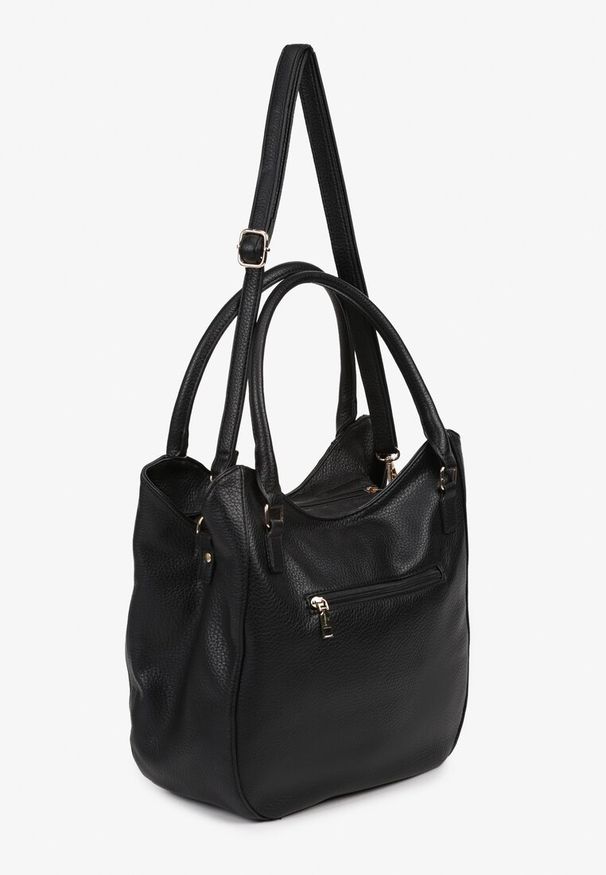Born2be - Czarna Torebka Shopperka Haliravia. Kolor: czarny. Styl: biznesowy, klasyczny, elegancki, casual