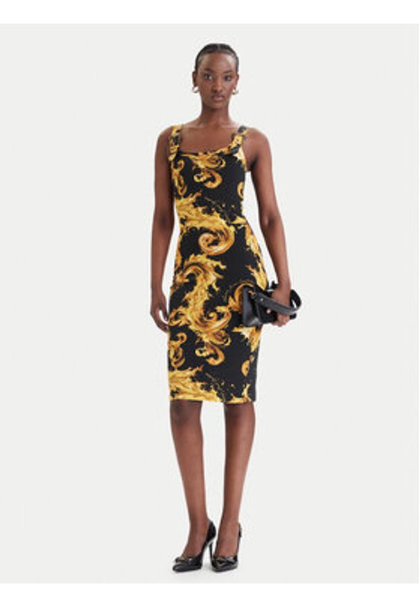 Versace Jeans Couture Sukienka codzienna 80HAO943 JS550 Czarny Slim Fit. Okazja: na co dzień. Kolor: czarny. Materiał: bawełna. Typ sukienki: proste. Styl: casual