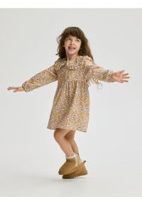 Reserved - Wzorzysta sukienka z kołnierzem - wielobarwny. Materiał: bawełna #1