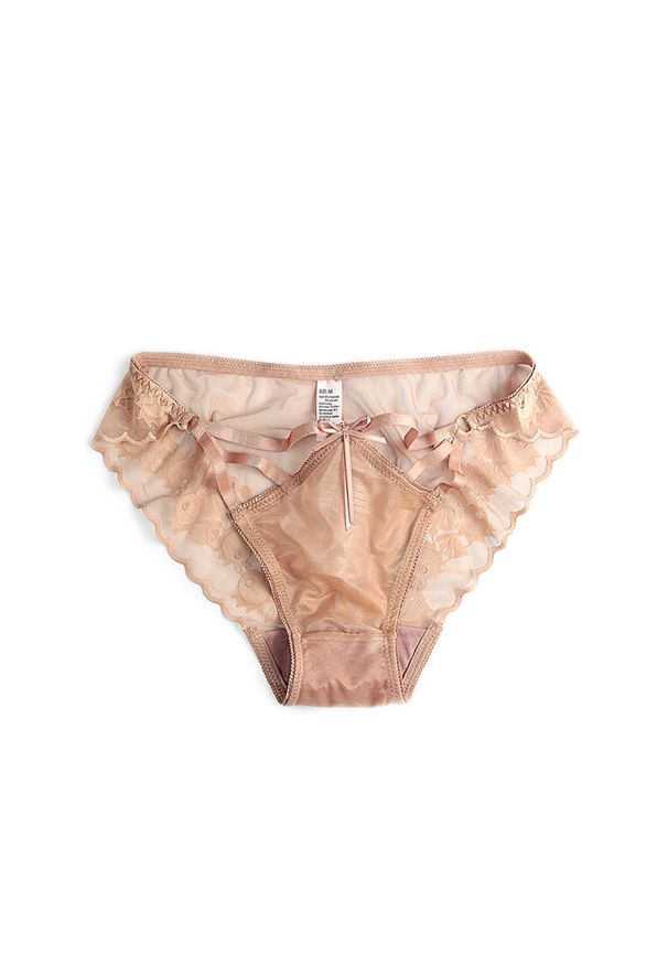 Intica - Figi z paseczkami z gładkiej tkaniny na co dzień Manlia. Kolor: beżowy. Materiał: tkanina. Wzór: gładki