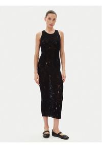 Pinko - PINKO Sukienka dzianinowa 105141 A2LP Czarny Slim Fit. Kolor: czarny. Materiał: bawełna