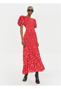 ROTATE Sukienka letnia 1121902946 Czerwony Regular Fit. Kolor: czerwony. Materiał: wiskoza. Sezon: lato #1