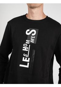 Les Hommes Bluza | LLH403-758P | Sweater | Mężczyzna | Czarny. Okazja: na co dzień. Kolor: czarny. Materiał: bawełna. Wzór: nadruk. Styl: casual