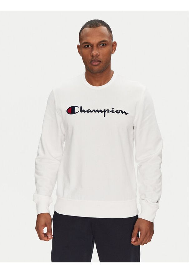 Champion Bluza 220727 Biały Slim Fit. Kolor: biały. Materiał: syntetyk