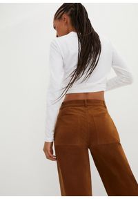 bonprix - Spodnie sztruksowe z bawełny organicznej z domieszką stretchu. Kolor: brązowy. Materiał: bawełna, sztruks #3