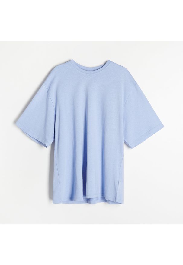 Reserved - Bawełniany t-shirt oversize - Niebieski. Kolor: niebieski. Materiał: bawełna