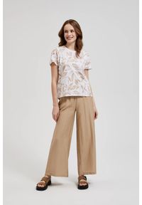 MOODO - Bluza z okrągłym dekoltem i wzorem liści beżowa. Kolor: beżowy #1
