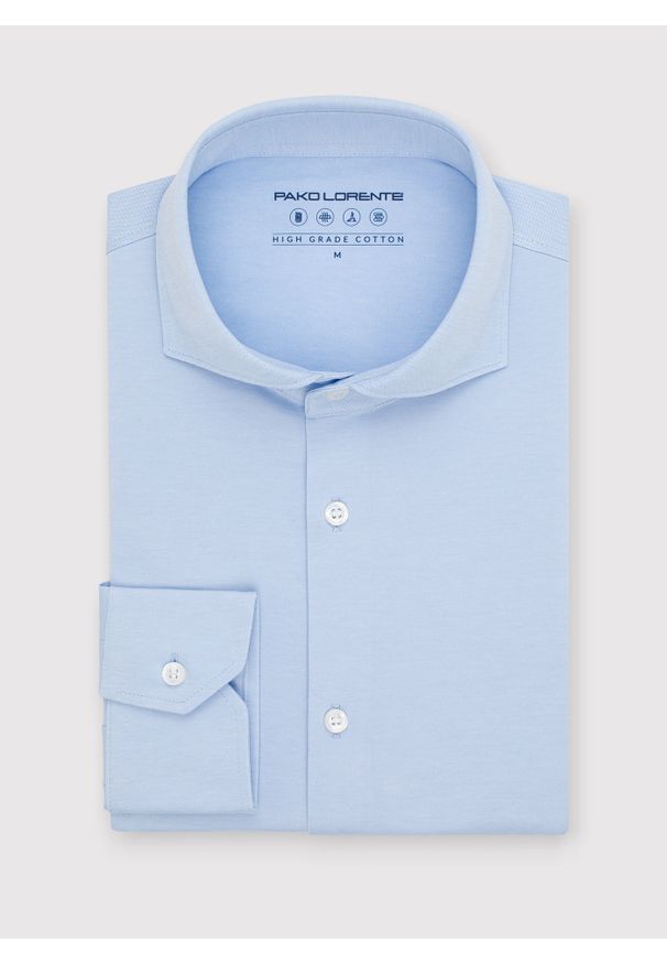 Pako Lorente - PAKO LORENTE – Niebieska koszula męska z długim rękawem. Kolor: niebieski, biały. Materiał: poliester, bawełna. Długość rękawa: długi rękaw. Długość: długie
