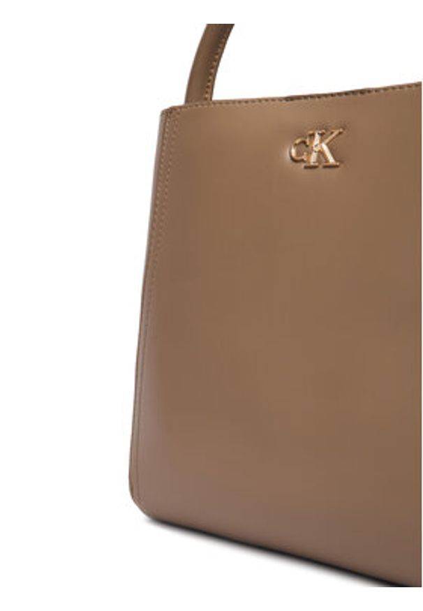 Calvin Klein Torebka Ck Bucket With Strap LV04F3174G Beżowy. Kolor: beżowy. Materiał: skórzane