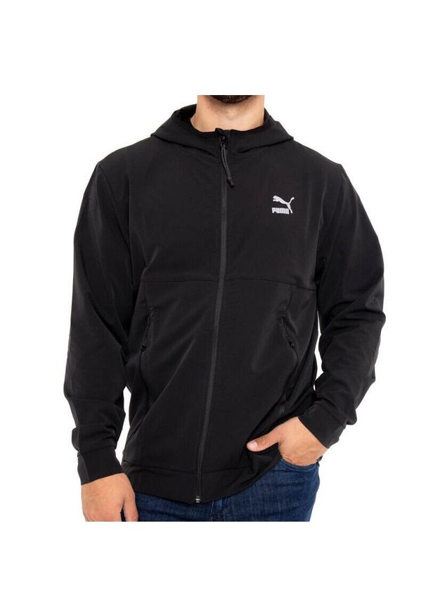 Bluza męska z kapturem Puma CLSX+ FZ. Typ kołnierza: kaptur. Kolor: czarny. Sport: bieganie