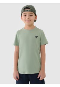 4f - 4F T-shirt regular gładki chłopięcy - turkusowy 164 (13-14 lat). Okazja: na co dzień. Kolor: turkusowy. Materiał: bawełna, jersey, dzianina. Długość rękawa: krótki rękaw. Długość: krótkie. Wzór: gładki. Sezon: lato. Styl: sportowy, klasyczny, casual