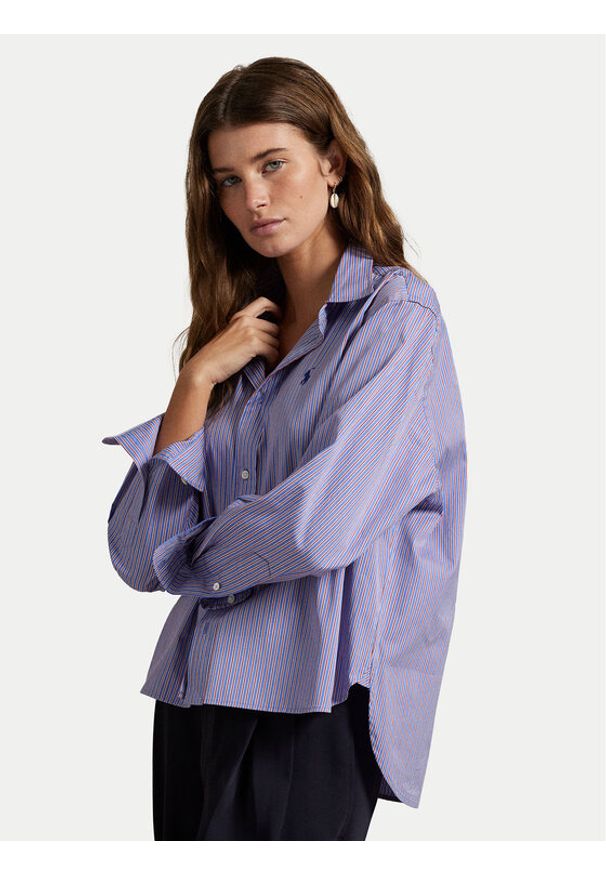 Polo Ralph Lauren Koszula 211973130001 Fioletowy Boxy Fit. Typ kołnierza: polo. Kolor: fioletowy. Materiał: bawełna