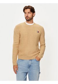 Tommy Jeans Sweter DM0DM19440 Beżowy Regular Fit. Kolor: beżowy. Materiał: syntetyk