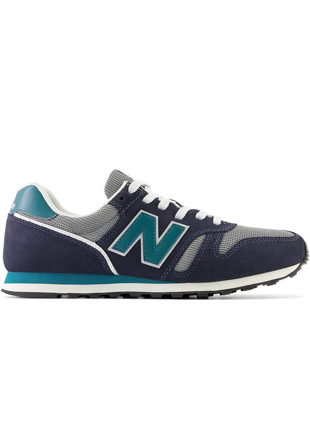 Buty męskie New Balance ML373OE2 – granatowe. Okazja: na co dzień. Zapięcie: sznurówki. Kolor: niebieski. Materiał: guma, materiał, syntetyk, zamsz. Szerokość cholewki: normalna. Model: New Balance 373