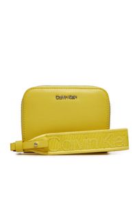 Calvin Klein Duży Portfel Damski Gracie K60K611688 Żółty. Kolor: żółty. Materiał: skóra