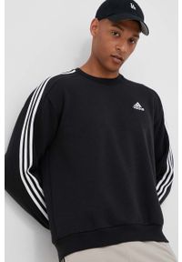 Adidas - adidas bluza męska kolor czarny z aplikacją. Kolor: czarny. Materiał: włókno, materiał. Wzór: aplikacja. Styl: klasyczny #1