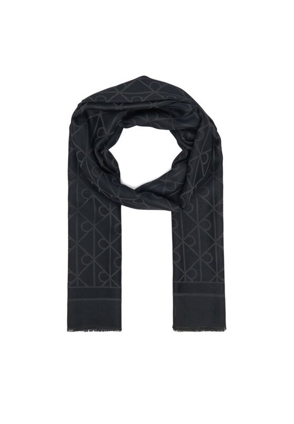 Calvin Klein Szal Emblem Aop Glossy Tonal Scarf LV04F8096G Czarny. Kolor: czarny. Materiał: materiał