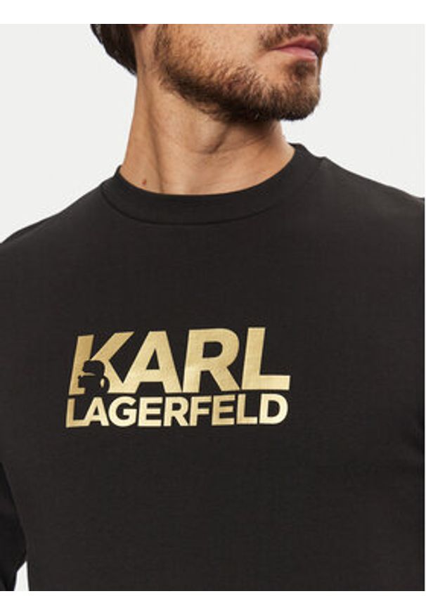 Karl Lagerfeld - KARL LAGERFELD Bluza 705091 551917 Czarny Regular Fit. Typ kołnierza: dekolt w karo. Kolor: czarny. Materiał: bawełna
