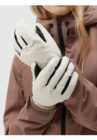 outhorn - Rękawiczki narciarskie damskie Outhorn - złamana biel. Kolor: biały. Materiał: materiał, syntetyk, guma. Sezon: zima. Sport: narciarstwo #2