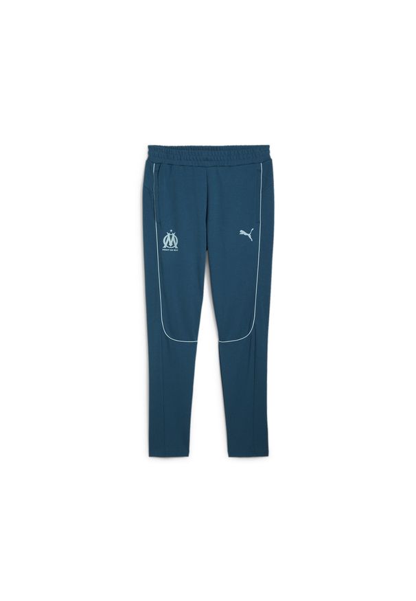Puma - Męskie spodnie Casuals Olympique Marsylia PUMA Ocean Tropic Turquoise Surf Blue. Kolor: niebieski. Sport: piłka nożna