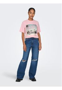 only - ONLY T-Shirt 15295382 Różowy Regular Fit. Kolor: różowy. Materiał: bawełna #6