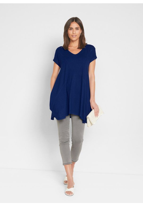 bonprix - Długi top. Kolor: niebieski. Długość: długie