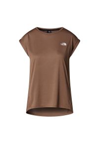 Koszulka damska The North Face Tanken 0A8BS21HX1 - brązowa. Kolor: brązowy. Materiał: tkanina, poliester. Długość rękawa: krótki rękaw. Długość: krótkie. Sport: fitness #1