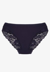 Born2be - Granatowe Majtki Figi Zdobione Koronką Venissella. Kolor: niebieski. Materiał: koronka. Wzór: koronka, aplikacja #2