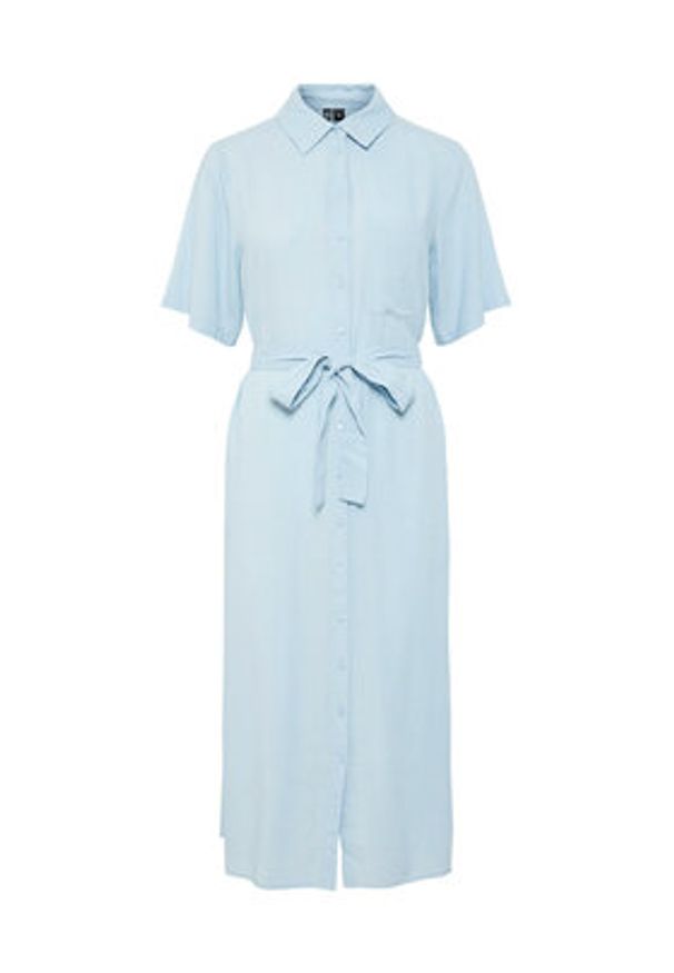 Pieces Sukienka koszulowa Pia 17152063 Niebieski Regular Fit. Kolor: niebieski. Materiał: wiskoza, len. Typ sukienki: koszulowe