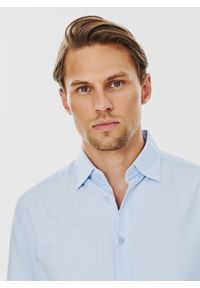 Pako Lorente - PAKO LORENTE – Niebieska bawełniana koszula męska. Kolor: niebieski, biały. Materiał: bawełna. Długość rękawa: długi rękaw. Długość: długie. Styl: elegancki #8