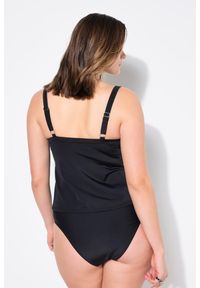 ULLA POPKEN - Damski Top bikini miękkie miseczki błyszczące obszycie. Kolekcja: plus size. Kolor: czarny. Materiał: elastan, poliamid, materiał