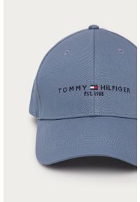 TOMMY HILFIGER - Tommy Hilfiger - Czapka. Kolor: niebieski. Materiał: tkanina, bawełna. Wzór: gładki, nadruk #2
