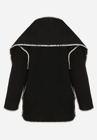 Born2be - Czarna Pudełkowa Kurtka z Ozdobnymi Przeszyciami i Szalikiem Salenalia. Okazja: na co dzień. Kolor: czarny. Materiał: jeans. Styl: casual, elegancki #3