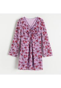 Reserved - Sukienka z żakardowej tkaniny - Fioletowy. Kolor: fioletowy. Materiał: tkanina, żakard #1