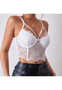 Intica - Koronkowy biustonosz top z regulowanymi ramiączkami Buna. Kolor: biały. Materiał: koronka. Wzór: koronka