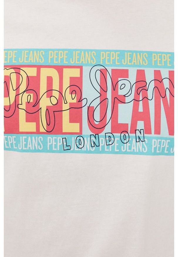 Pepe Jeans - T-shirt Mark. Okazja: na co dzień. Kolor: biały. Wzór: nadruk. Styl: casual