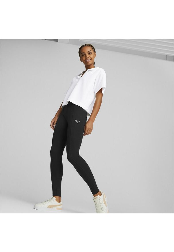 Puma Legginsy Her High-Waist 67423001. Stan: podwyższony. Kolor: czarny. Wzór: haft