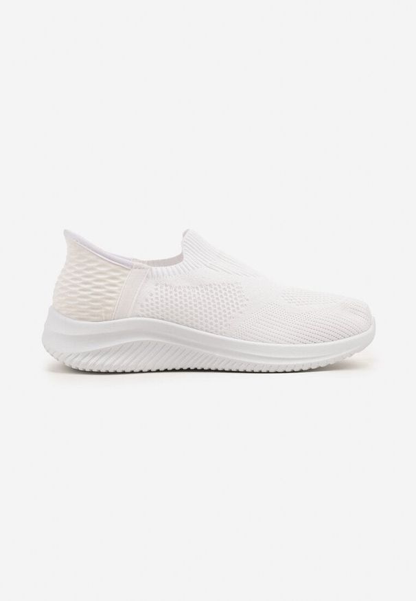 Born2be - Białe Buty Sportowe Sneakersy z Elastyczną Cholewką Eravianna. Okazja: na co dzień. Kolor: biały. Materiał: jeans. Szerokość cholewki: normalna