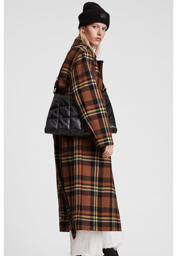 AllSaints Płaszcz z domieszką wełny Bree kolor brązowy przejściowy. Okazja: na co dzień. Kolor: brązowy. Materiał: wełna. Styl: klasyczny, casual