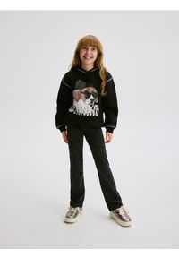 Reserved - Wzorzyste spodnie flare - ciemnoszary. Kolor: szary. Materiał: bawełna #1