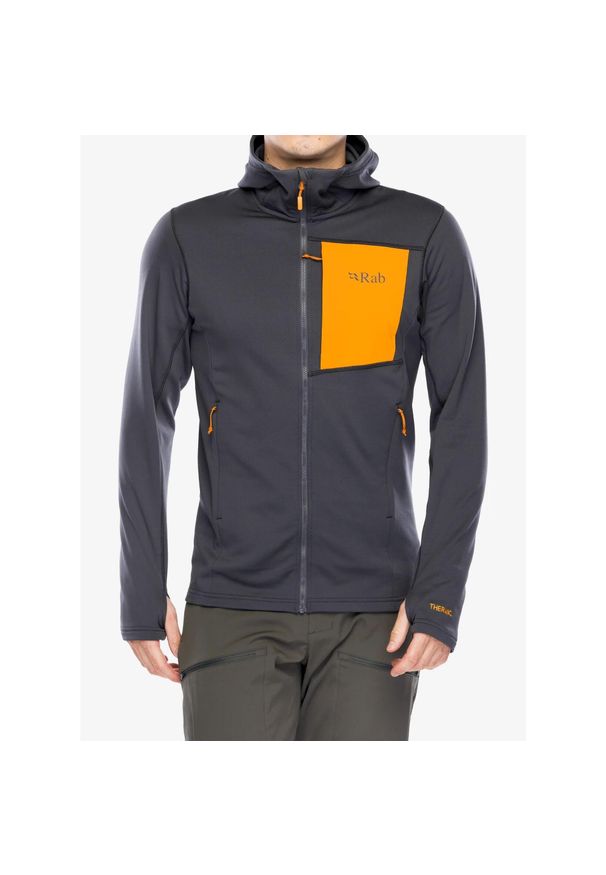 Bluza z kapturem męska Rab Superflux Hoody. Typ kołnierza: kaptur. Kolor: szary