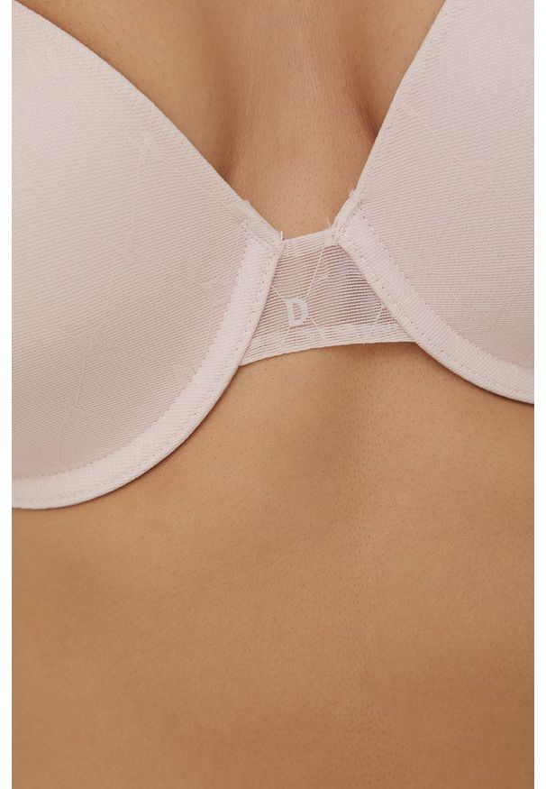 DKNY - Dkny Biustonosz kolor różowy gładki. Kolor: różowy. Rodzaj stanika: biustonosz z fiszbinami. Wzór: gładki